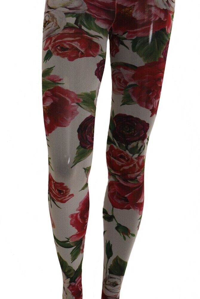White Floral Print Tights Nylon Stockings