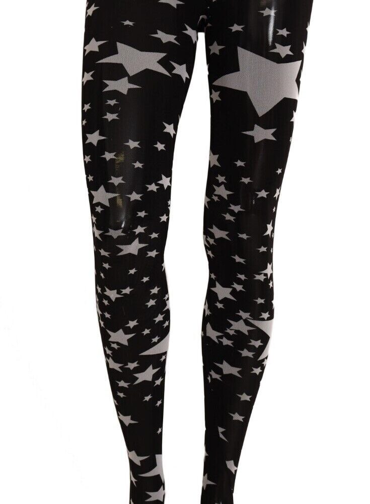 Black White Stars Print Nylon Stockings