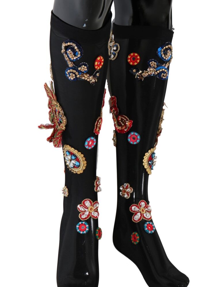 Black Stretch Carretto Crystal Socks