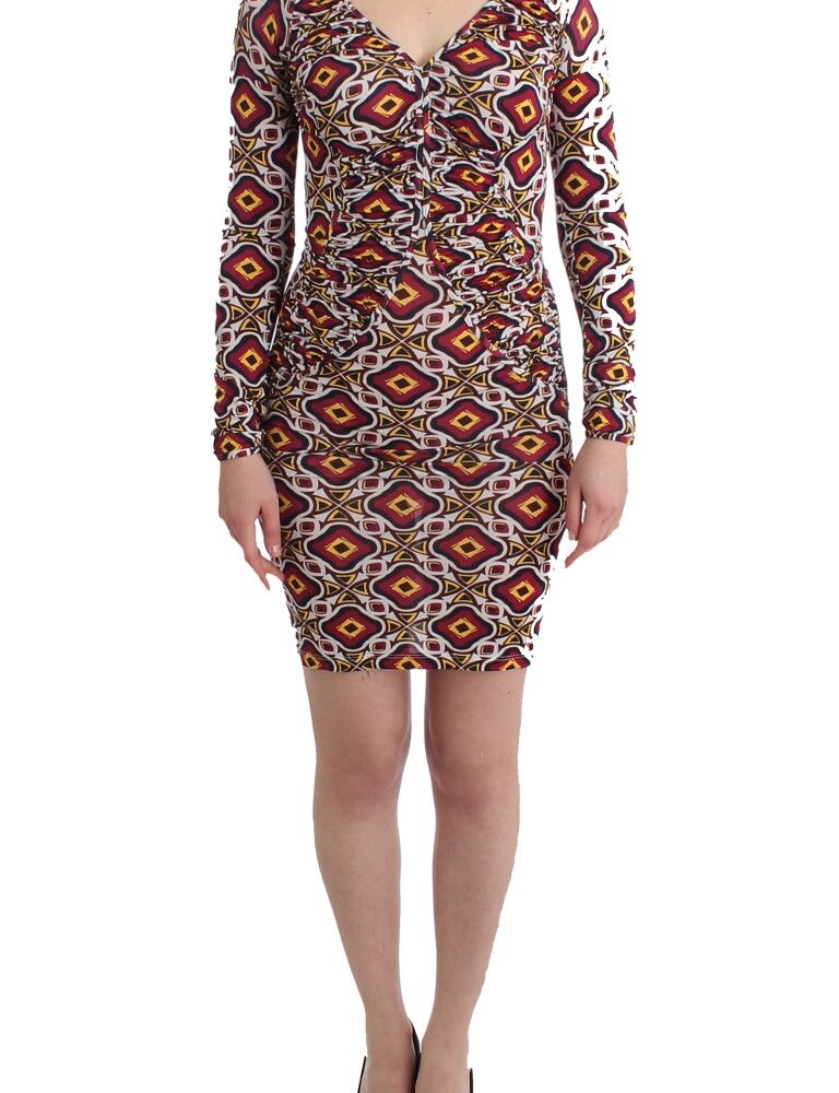 Multicolor Longsleeved Viscose Shift Dress