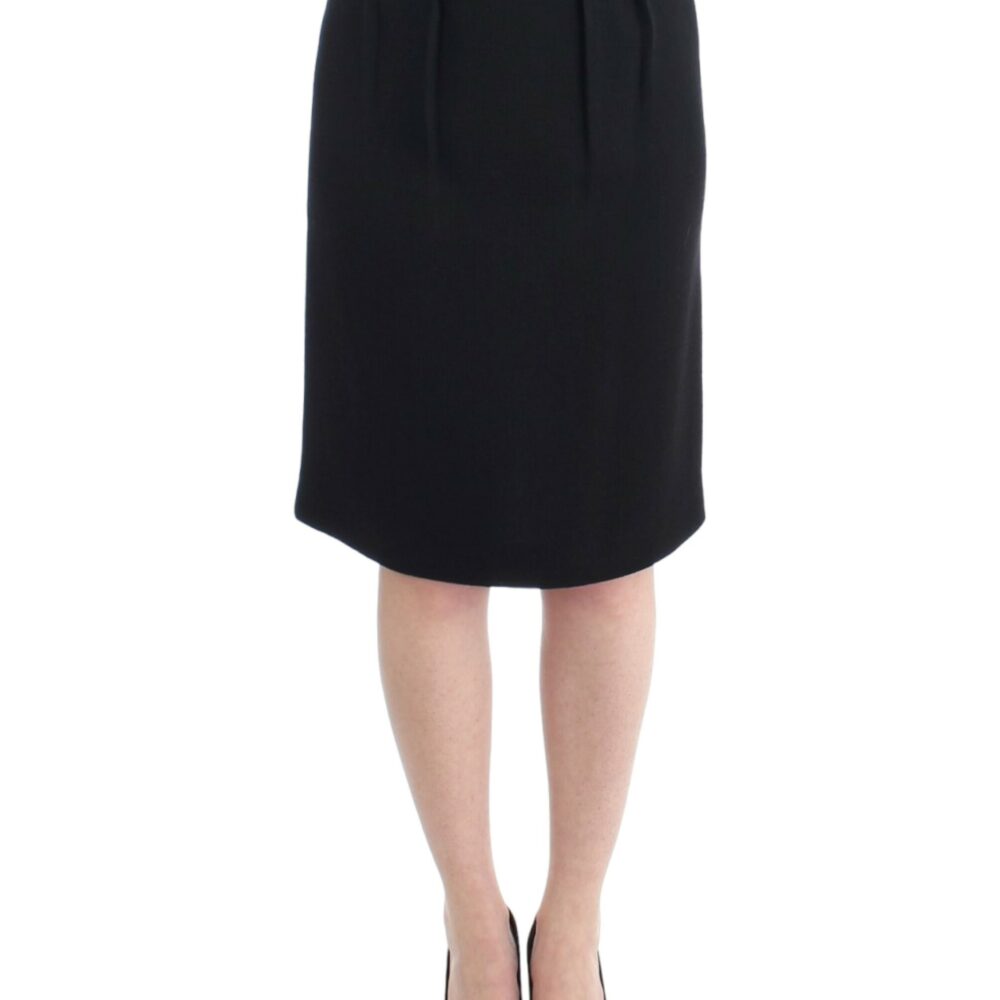 Black wool pencil skirt