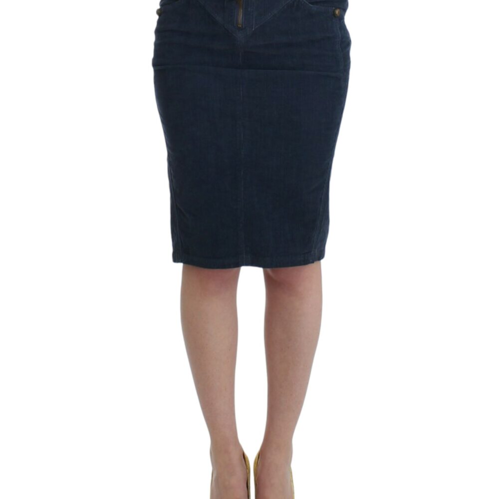 Blue corduroy pencil skirt