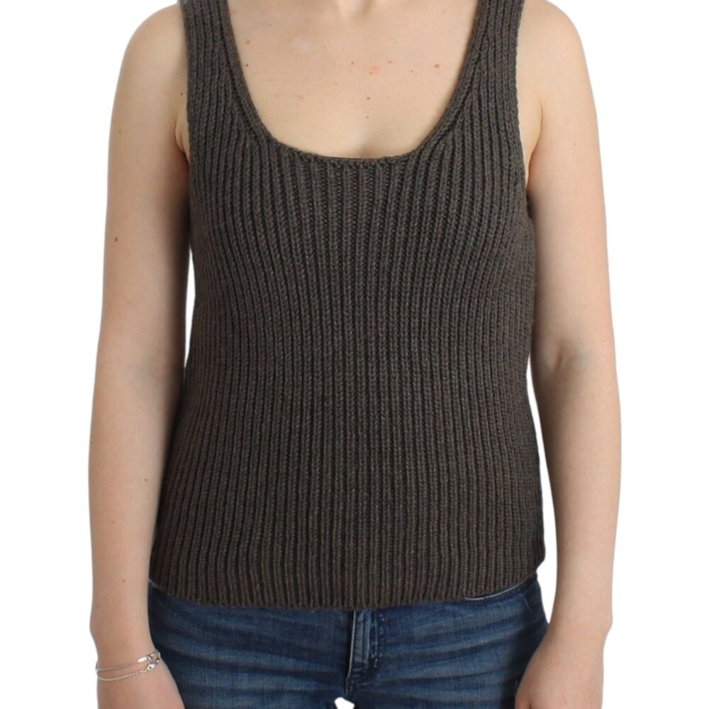 Gray Knit Top Knitted Sweater Merino Wool