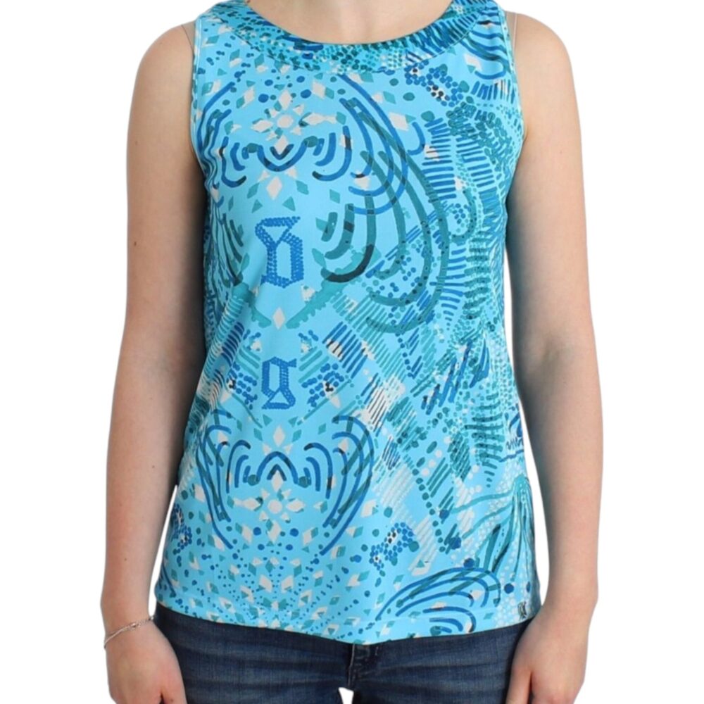 Blue printed tank top