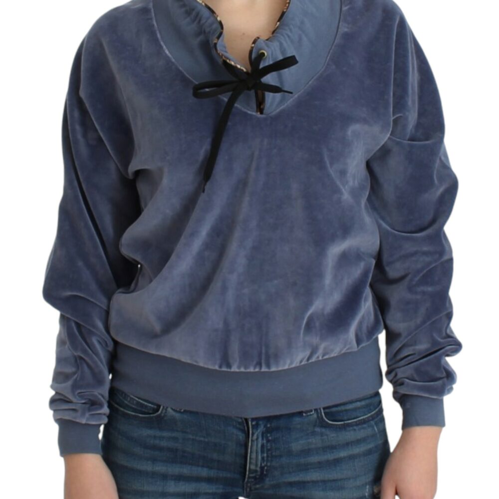 Blue velvet cotton sweater