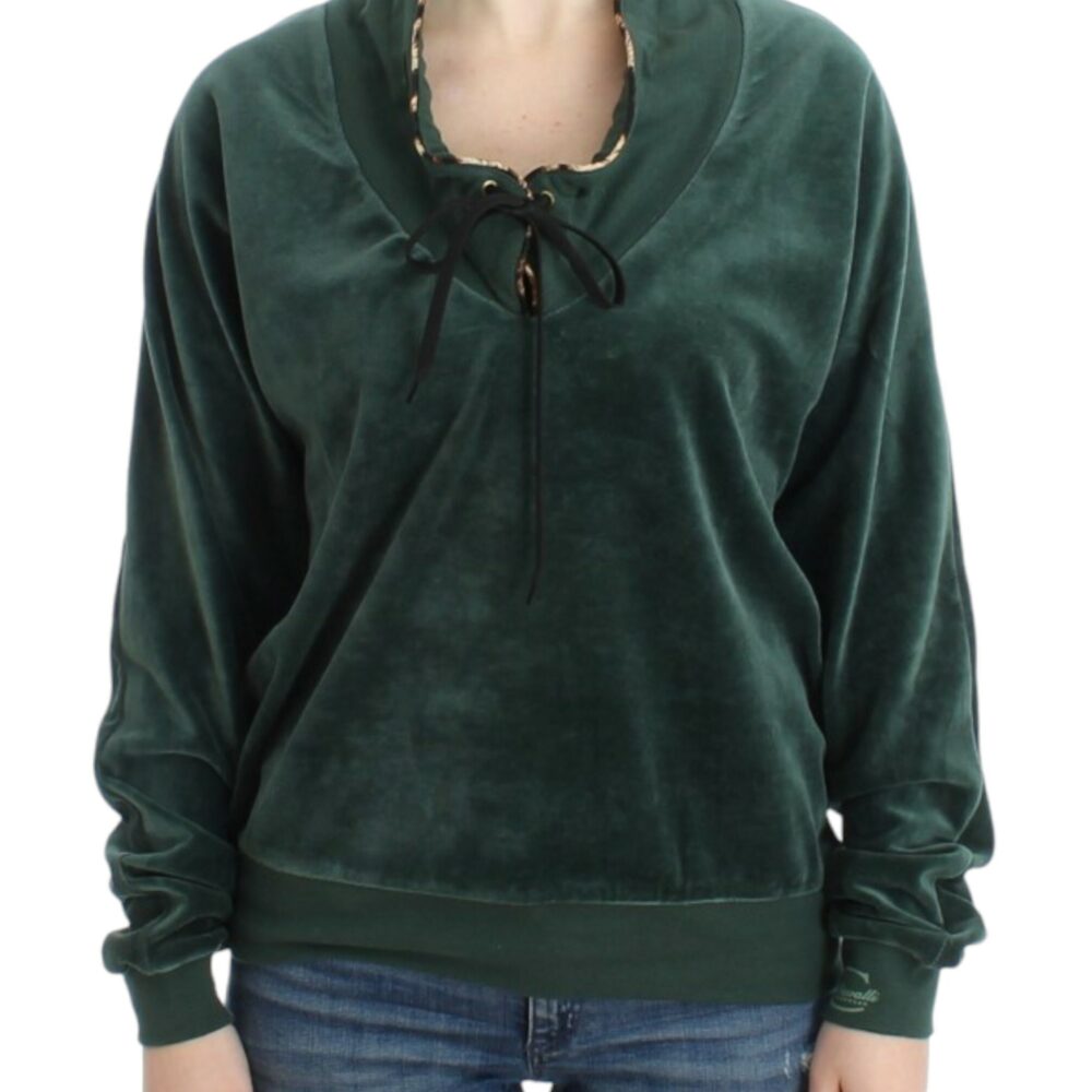 Green velvet cotton sweater