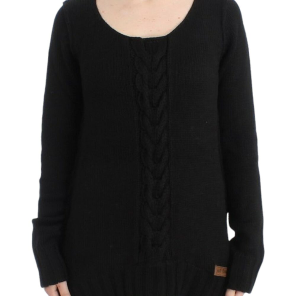 Black knitted wool sweater