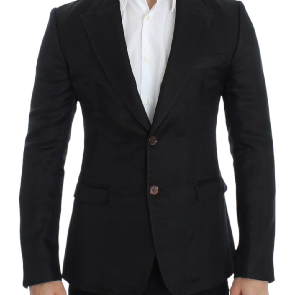 Black silk slim fit blazer