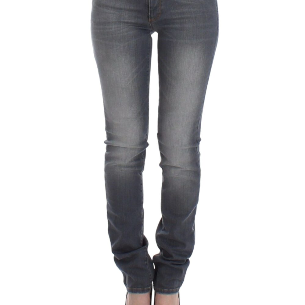 Gray Slim Jeans Denim Pants Skinny Leg Stretch