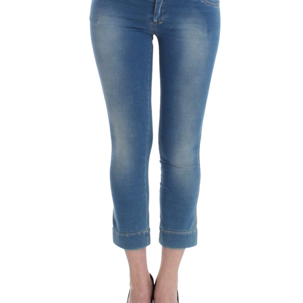 Beachwear Blue Jeans Capri Pants Cropped