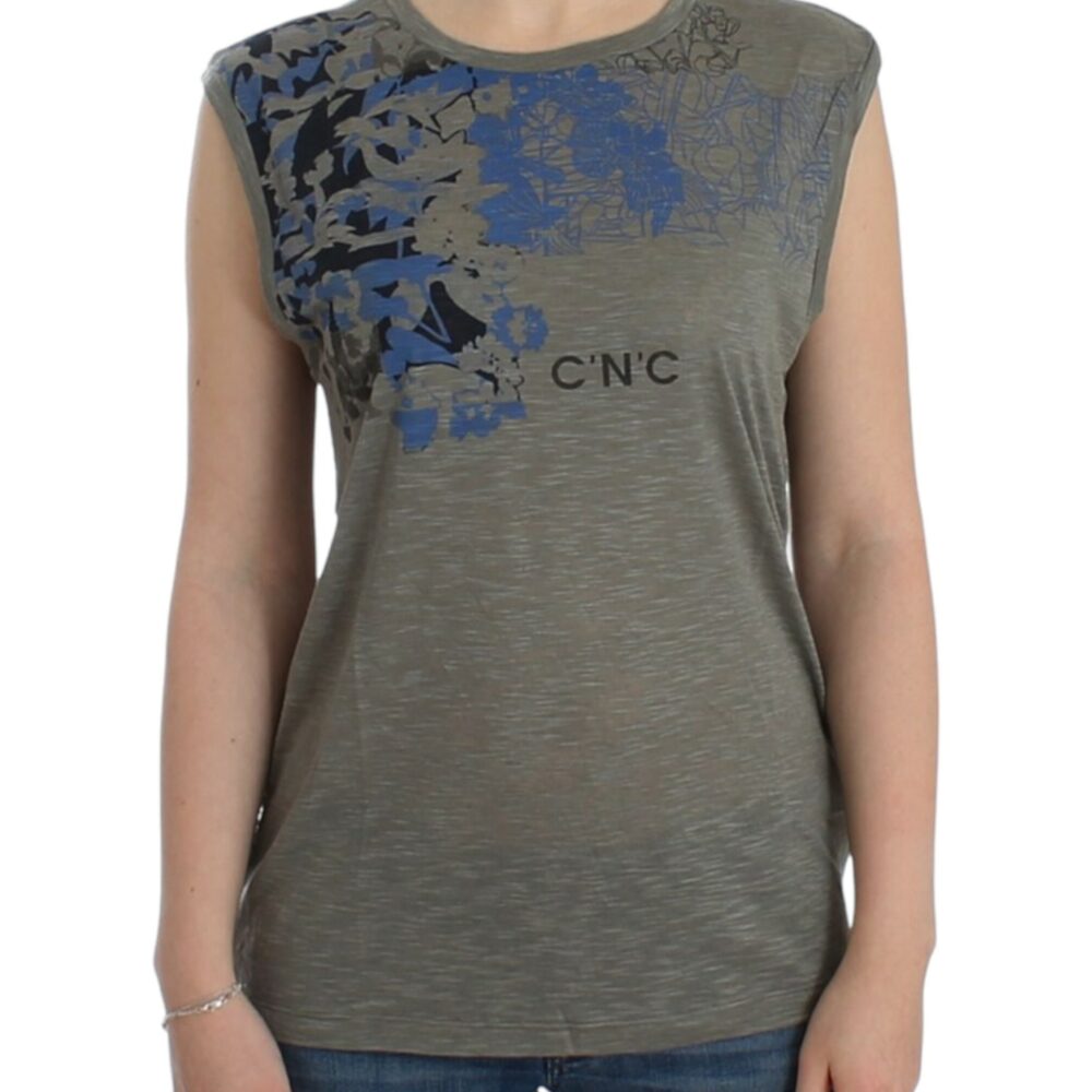 Gray print sleeveless t-shirt