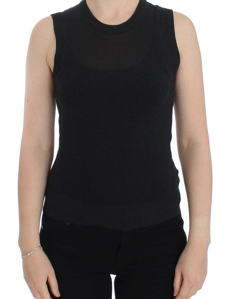 Black Sleeveless Crewneck Vest Pullover