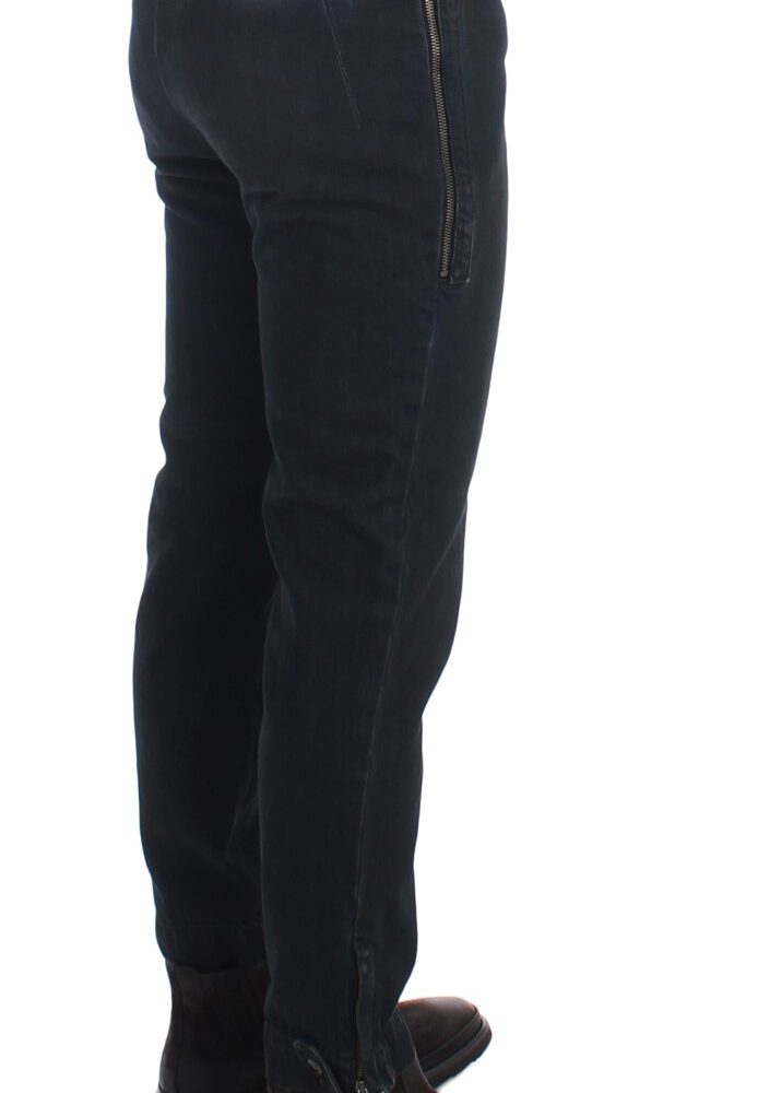 Blue Cotton Slim Pants Denim Jeans