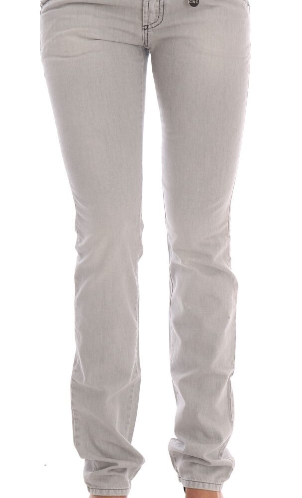 Gray Wash Cotton Slim Jeans