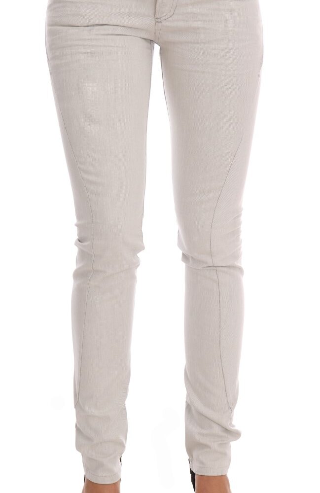 White Cotton Stretch Slim Jeans