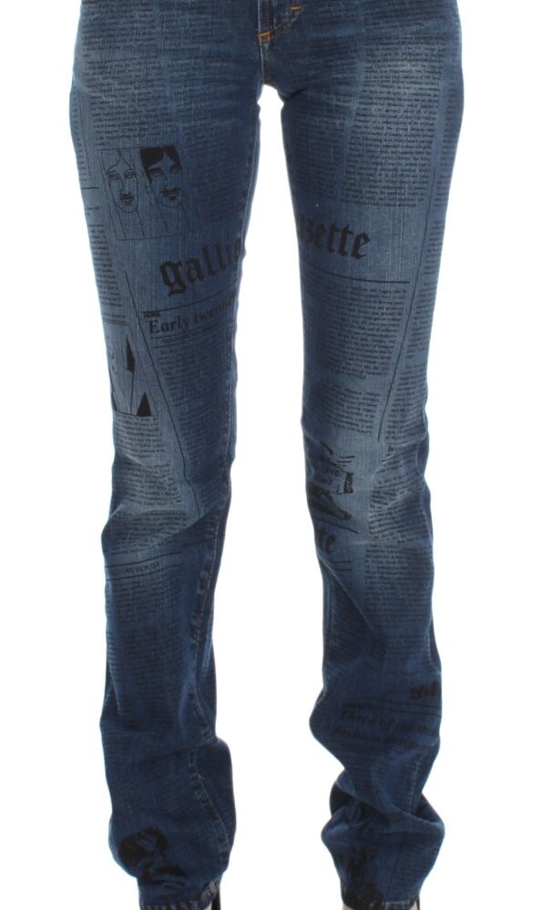 Blue Wash Cotton Blend Slim Fit Bootcut Jeans