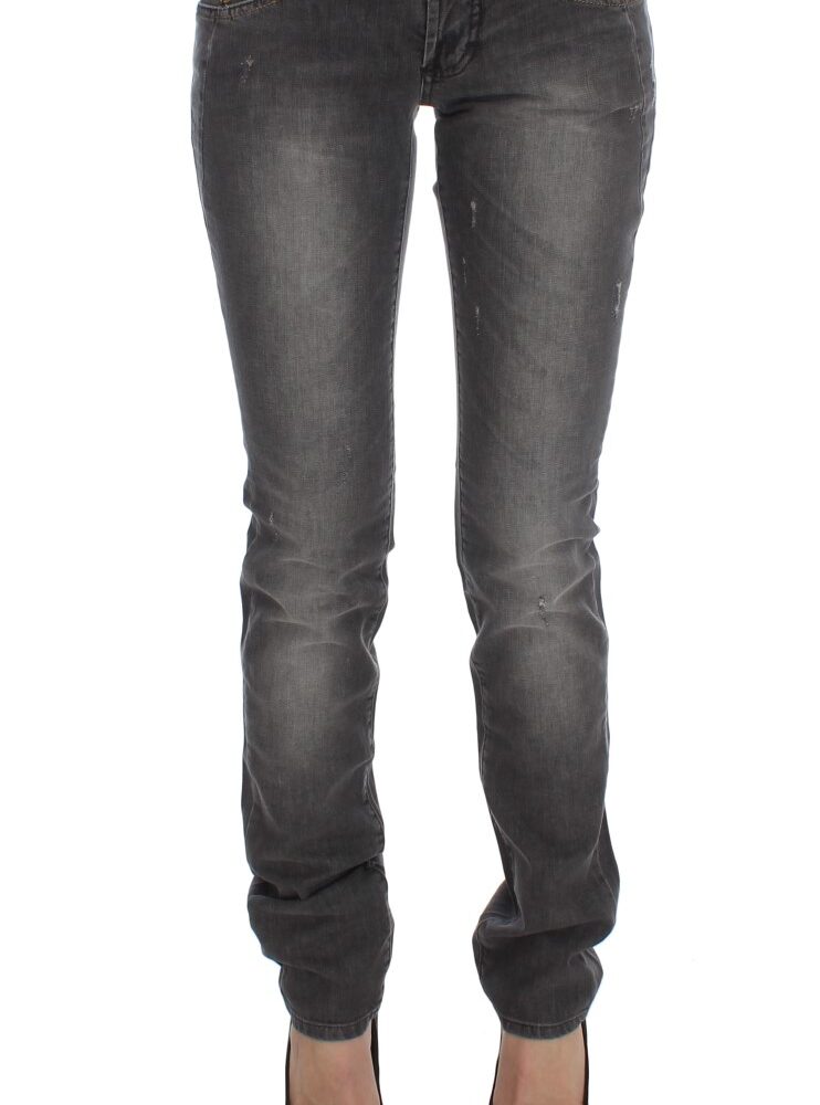 Gray Wash Cotton Blend Slim Fit Stretch Jeans