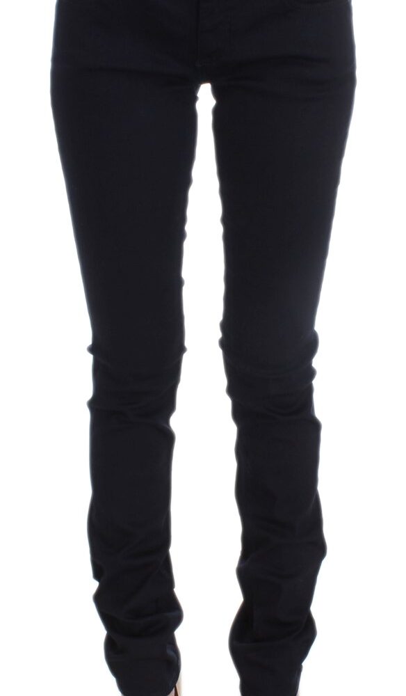 Blue Cotton Blend Slim Fit Jeans