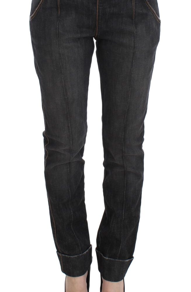 Gray Cotton Slim Fit Denim Jeans