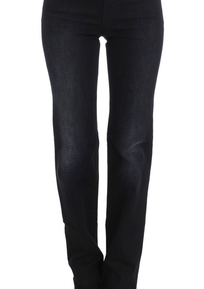 Blue Cotton Blend Slim Fit Bootcut Jeans