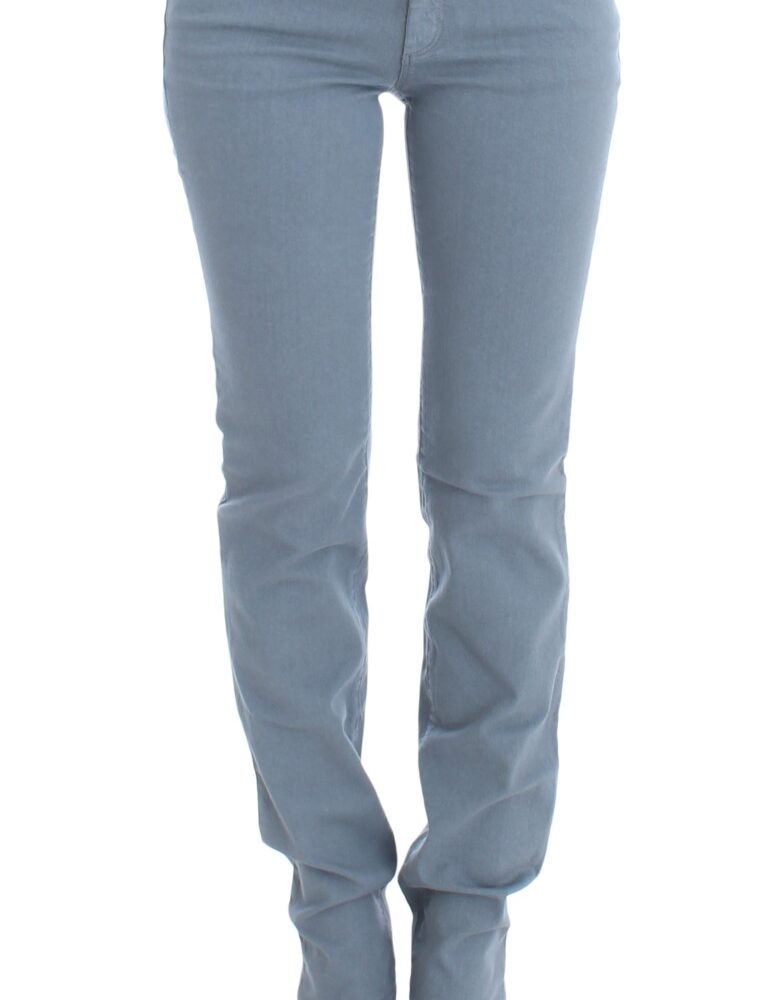 Blue Cotton Blend Slim Fit Bootcut Jeans