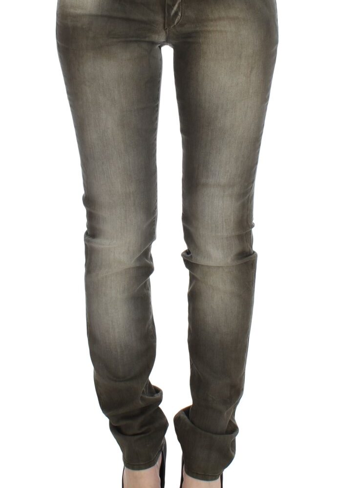 Gray Wash Cotton Blend Slim Fit Jeans