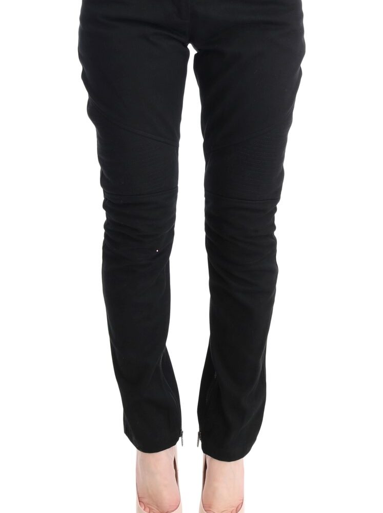 Black Cotton Slim Fit Casual Pants