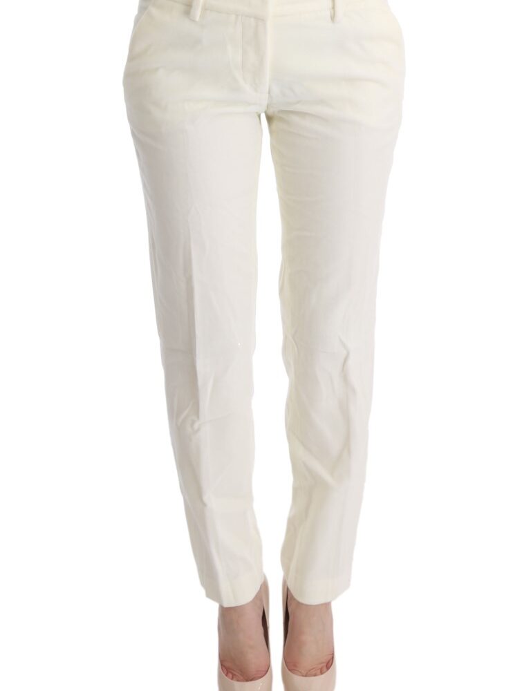 White Cotton Regular Fit Casual Pants