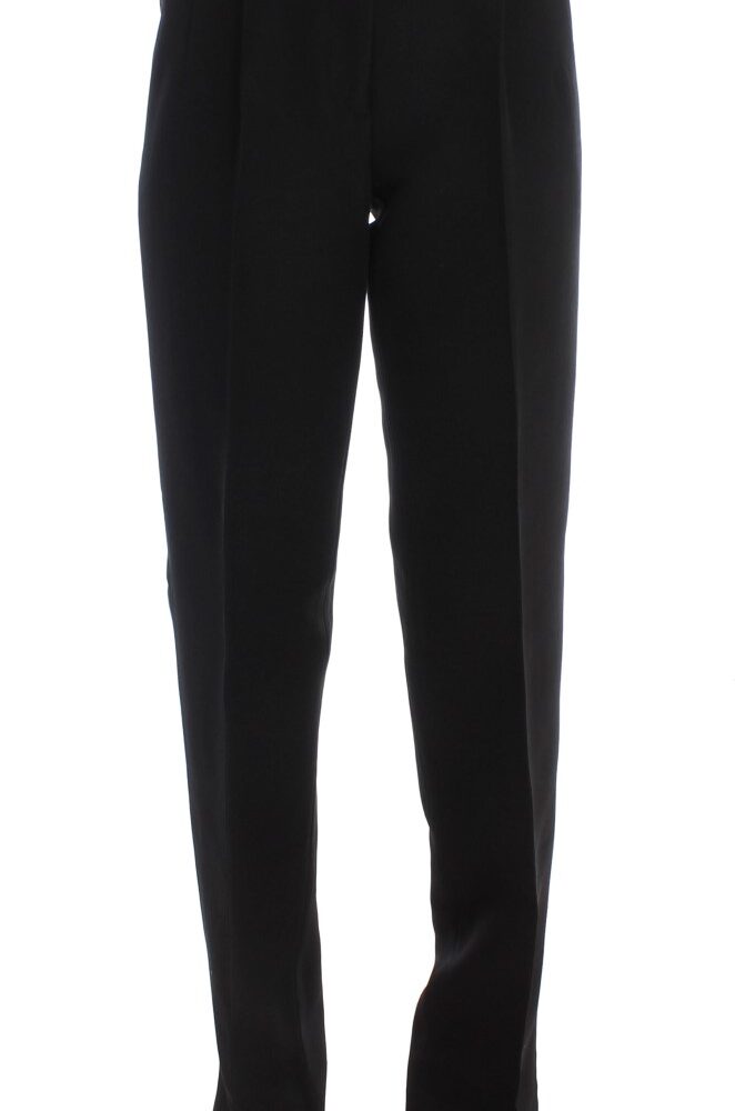 Black Striped Cotton Blend Wide Legs Pants
