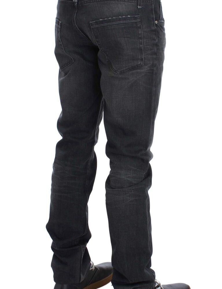 Gray Cotton Regular Low Fit Jeans