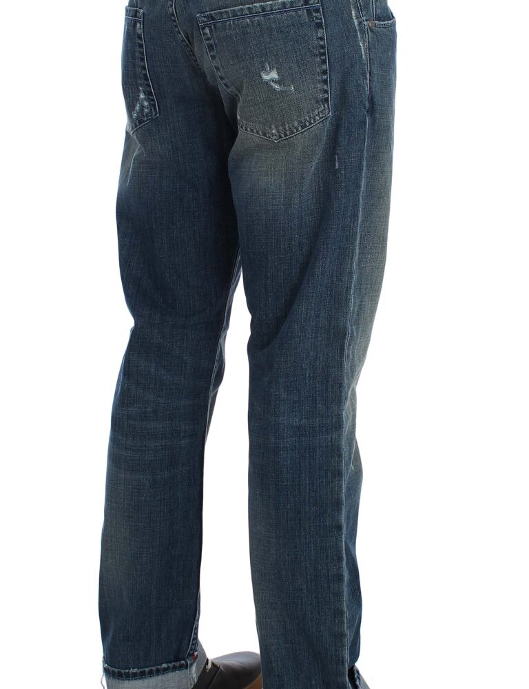 Blue Wash Cotton Denim Regular Fit Jeans