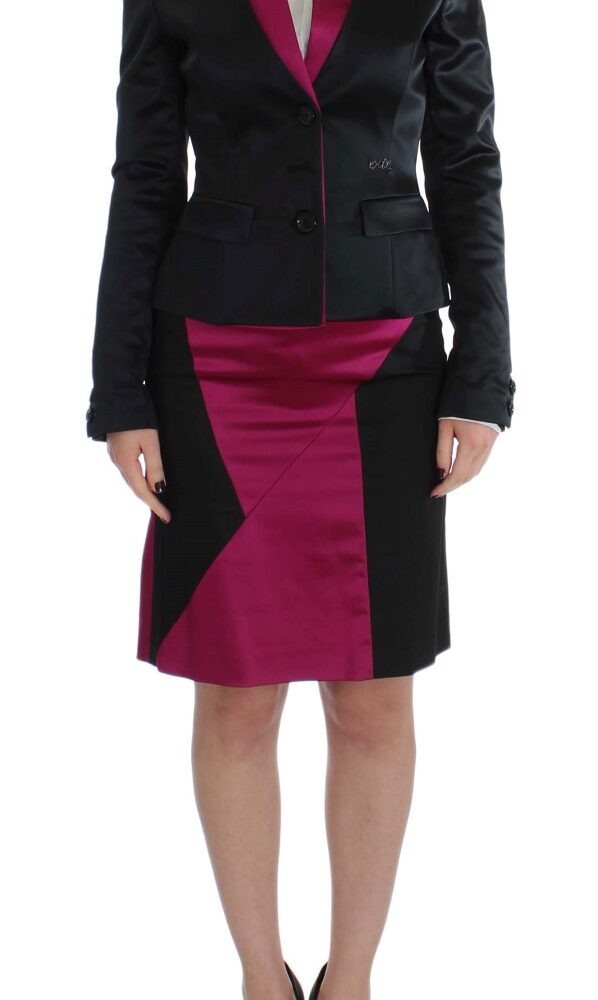 Black Pink Two Piece Suit Skirt & Blazer