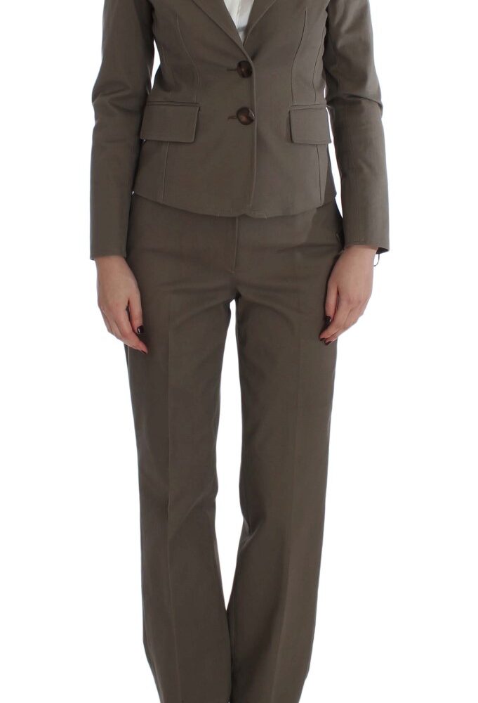 Beige Wool Cotton Suit