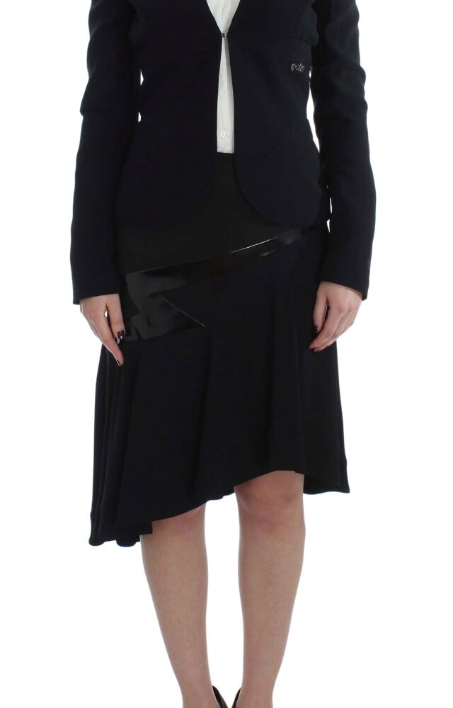 Black Blue Two Piece Suit Skirt & Blazer
