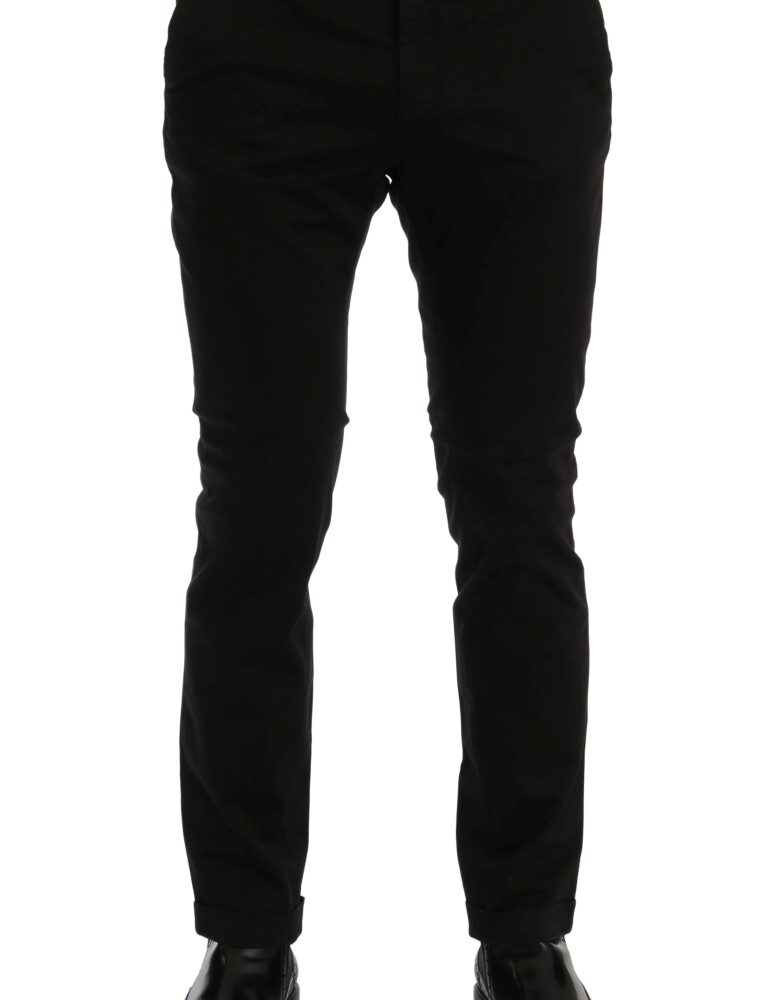Black Slim Fit Cotton Stretch Pants