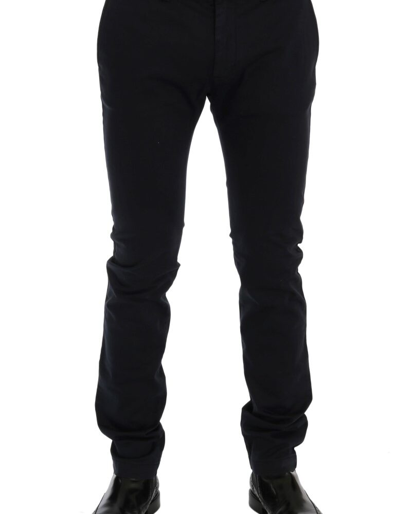 Blue Cotton Stretch Chinos Pants