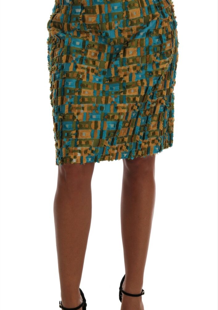 Multicolor Jacquard Straight Pencil Skirt