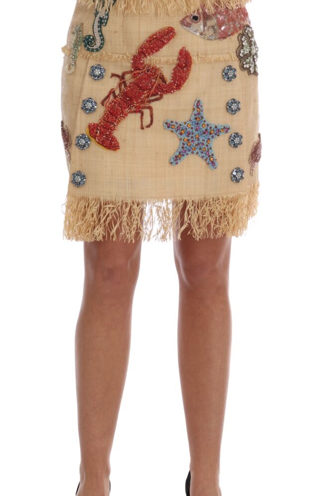 Crystal Beige Palm Fiber Skirt