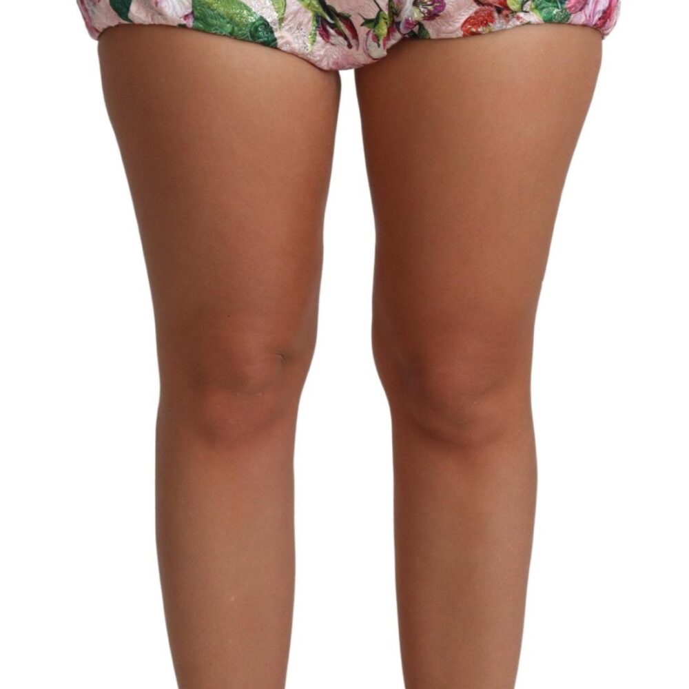 Pink Cotton Floral Print Hot Pants Short