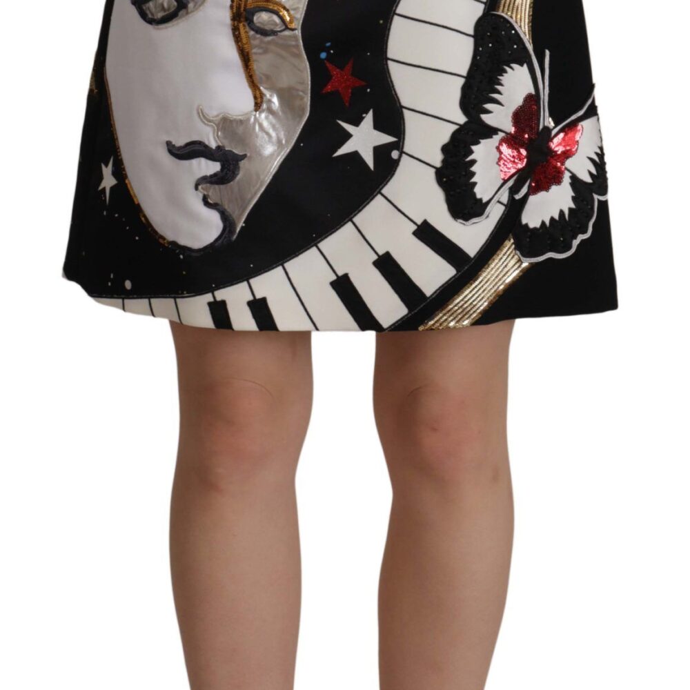 Black Love Clock Sequined Piano Skirt