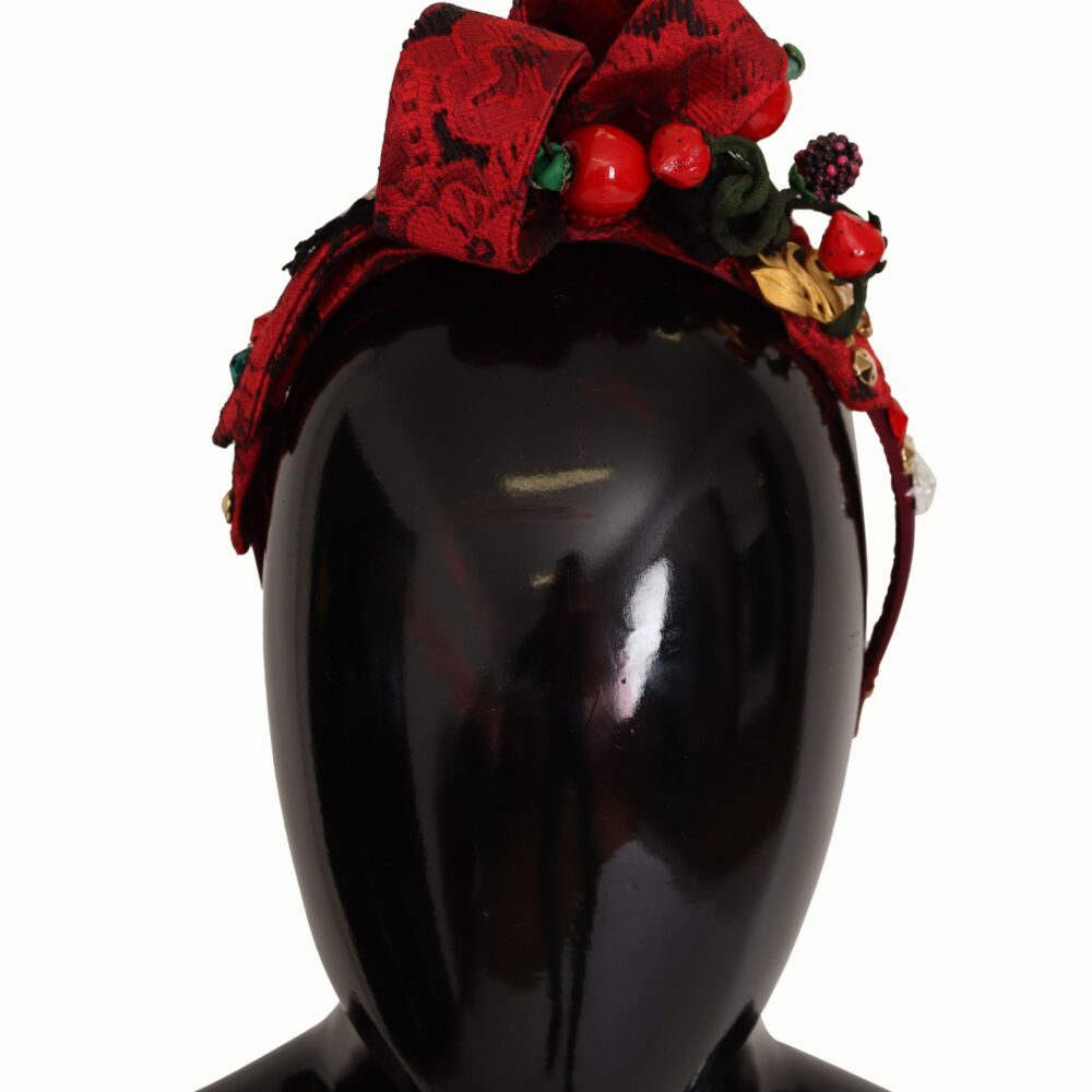 Cherry Silk Crystal Bow Logo Diadem Tiara Headband