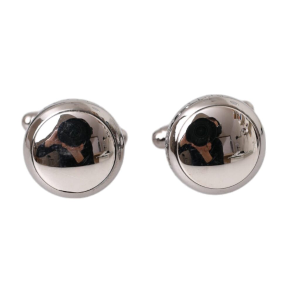 Silver Plated Brass Round Pin Men Cufflinks