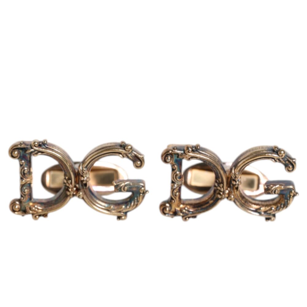 Gold Tone 925 Sterling Silver DG Logo Accessory Cufflink