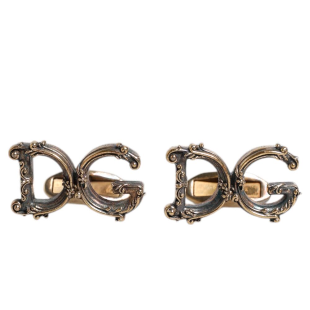 Gold Tone 925 Sterling Silver DG Logo Accessory Cufflink