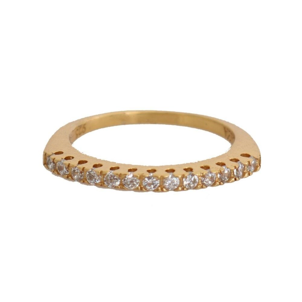 Gold Authentic Womens Clear CZ Gold 925 Silver Ring