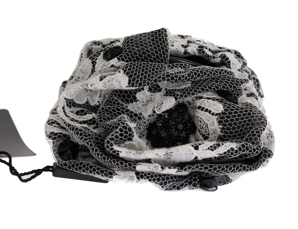Black White Floral Lace Crystal Hair Claw