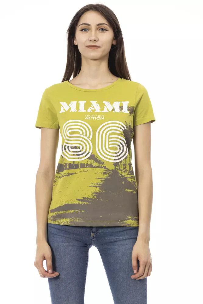 "Green Cotton Women T-Shirt"