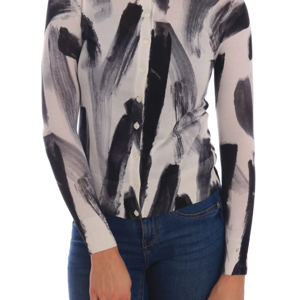 Cardigan Lightweight Silk Paint Stroke Sweater