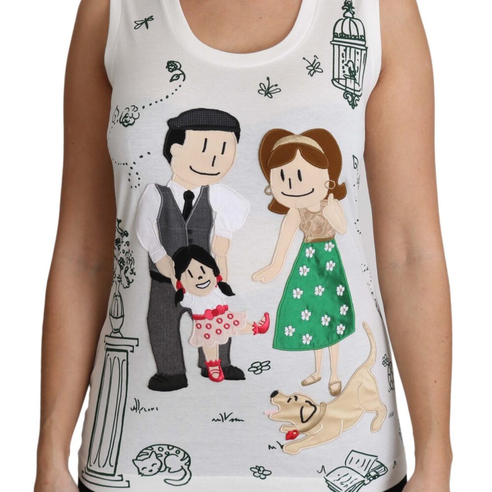 White Cotton #dgfamily Sleeveless Shirt Tank Top