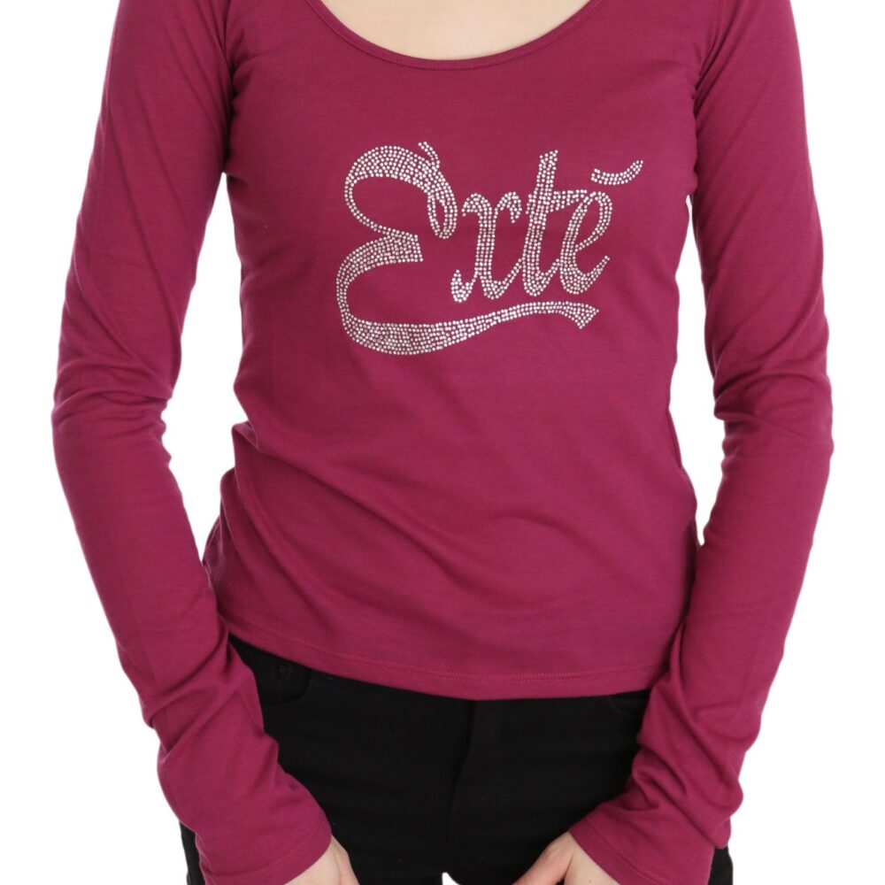 Pink Exte Crystal Embellished Long Sleeve Top